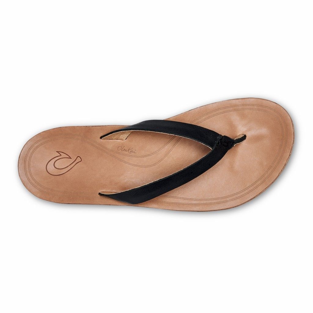 Olukai Women's Nonohe Flip Flop - Black / Golden Sand US765-132